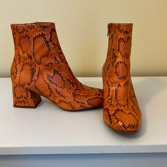 Orange Snake Print Steve Madden Booties - Picture 4 of 5